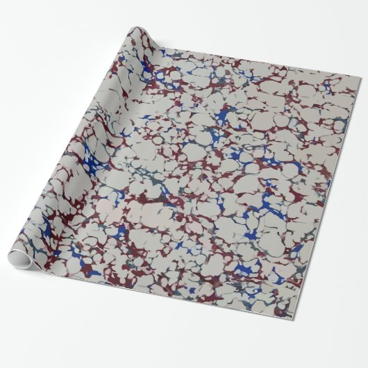 Blauw en rood marmer cadeaupapier (Uitgerold)
