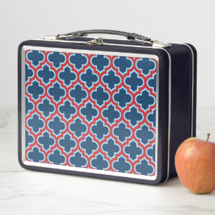 Blauw en Rood Marokkaans latwerk, Quatrefoil