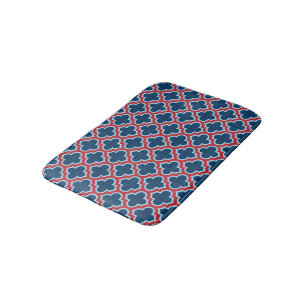 Blauw en Rood Marokkaans latwerk, Quatrefoil Badmat