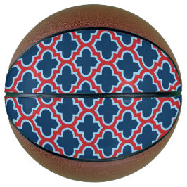 Blauw en Rood Marokkaans latwerk, Quatrefoil Basketbal