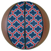 Blauw en Rood Marokkaans latwerk, Quatrefoil Basketbal (Verticaal)