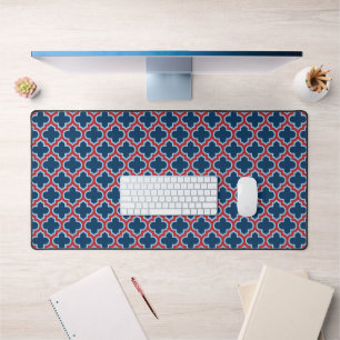 Blauw en Rood Marokkaans latwerk, Quatrefoil Bureaumat