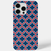 Blauw en Rood Marokkaans latwerk, Quatrefoil Case-Mate iPhone Case (Achterkant)