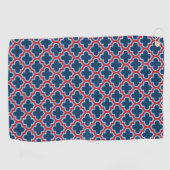 Blauw en Rood Marokkaans latwerk, Quatrefoil Golfhanddoek (Horizontaal)