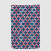 Blauw en Rood Marokkaans latwerk, Quatrefoil Golfhanddoek (Voorkant)