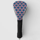 Blauw en Rood Marokkaans latwerk, Quatrefoil Golfheadcover (Voorkant)