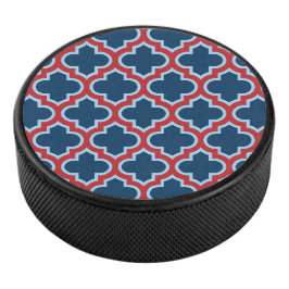 Blauw en Rood Marokkaans latwerk, Quatrefoil Hockey Puck