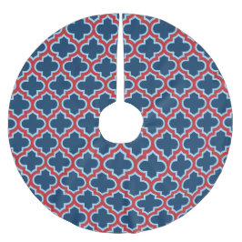 Blauw en Rood Marokkaans latwerk, Quatrefoil Kerstboom Rok