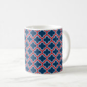 Blauw en Rood Marokkaans latwerk, Quatrefoil Koffiemok (Voorkant rechts)