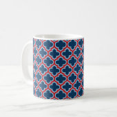 Blauw en Rood Marokkaans latwerk, Quatrefoil Koffiemok (Voorkant links)