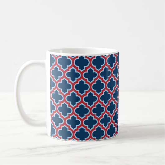 Blauw en Rood Marokkaans latwerk, Quatrefoil Koffiemok (Links)