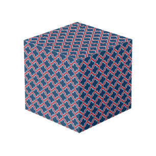 Blauw en Rood Marokkaans latwerk, Quatrefoil Kubus