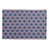 Blauw en Rood Marokkaans latwerk, Quatrefoil Kussensloop (Achterkant)