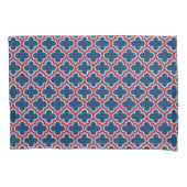 Blauw en Rood Marokkaans latwerk, Quatrefoil Kussensloop (Voorkant)