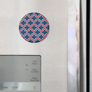 Blauw en Rood Marokkaans latwerk, Quatrefoil Magneet