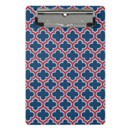 Blauw en Rood Marokkaans latwerk, Quatrefoil Mini Klembord
