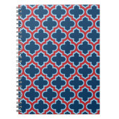Blauw en Rood Marokkaans latwerk, Quatrefoil Notitieboek (Voorkant)