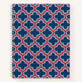 Blauw en Rood Marokkaans latwerk, Quatrefoil Notitieboek (Voorkant)
