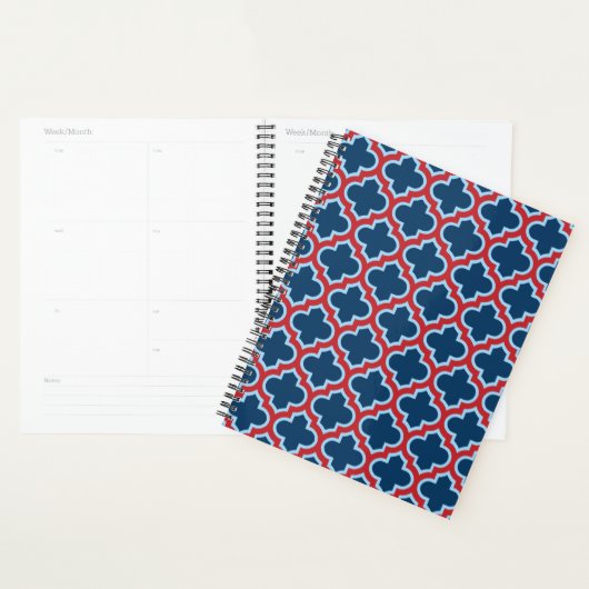 Blauw en Rood Marokkaans latwerk, Quatrefoil Planner (Display)