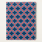 Blauw en Rood Marokkaans latwerk, Quatrefoil Planner (Achterkant)