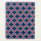 Blauw en Rood Marokkaans latwerk, Quatrefoil Planner (Voorkant)