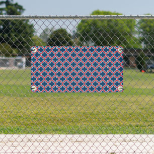 Blauw en Rood Marokkaans latwerk, Quatrefoil Spandoek