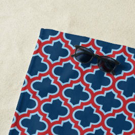 Blauw en Rood Marokkaans latwerk, Quatrefoil Strandlaken