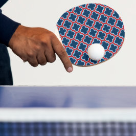 Blauw en Rood Marokkaans latwerk, Quatrefoil Tafeltennisbatje