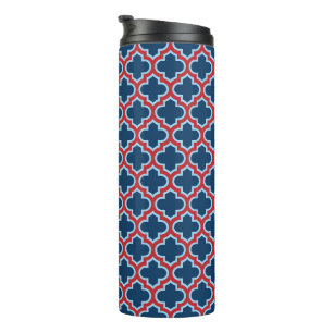 Blauw en Rood Marokkaans latwerk, Quatrefoil Thermosbeker