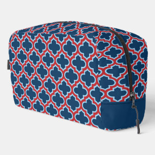 Blauw en Rood Marokkaans latwerk, Quatrefoil Toilettasje