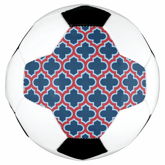 Blauw en Rood Marokkaans latwerk, Quatrefoil Voetbal (Voorkant)