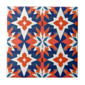 Blauw en Rood Marokkaans Mozaïekpatroon Tegeltje (Voorkant)
