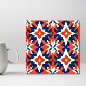 Blauw en Rood Marokkaans Mozaïekpatroon Tegeltje