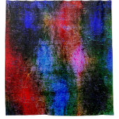 Blauw en rood, met olieverf gevild douchegordijn (Voorkant)