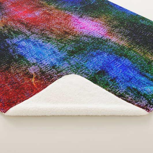 Blauw en rood, met olieverf gevild sherpa deken (3/4)