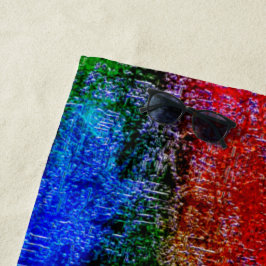 Blauw en rood, met olieverf gevild strandlaken