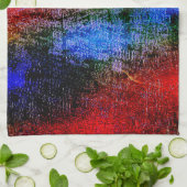 Blauw en rood, met olieverf gevild theedoek (Gevouwen)