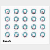 Blauw en rood met sneeuwpoppen van polair beer ronde sticker (Vel)