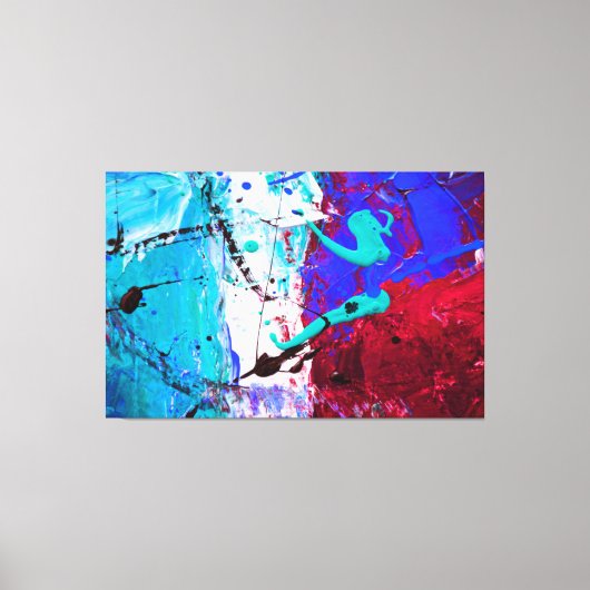 blauw en rood modern wanddecor, canvas afdruk (Voorkant)