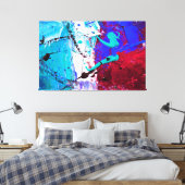 blauw en rood modern wanddecor, canvas afdruk (Insitu (Slaapkamer))