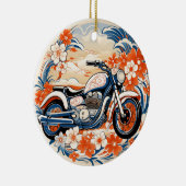 Blauw en Rood Motorcycle Chiyogami Ornament (Rechts)