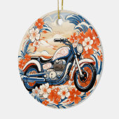 Blauw en Rood Motorcycle Chiyogami Ornament (Links)