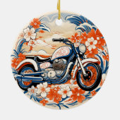 Blauw en Rood Motorcycle Chiyogami Ornament (Achterkant)