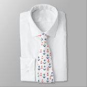 Blauw en rood Nautical Anchor Pattern Stropdas (Gebonden)
