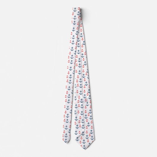 Blauw en rood Nautical Anchor Pattern Stropdas (Achterkant)