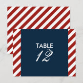 Blauw en rood Nautical Table Number Briefkaart (Voorkant / Achterkant)