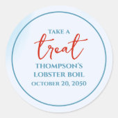 Blauw en Rood Neem een Traktatie Custom Ronde Sticker (Voorkant)