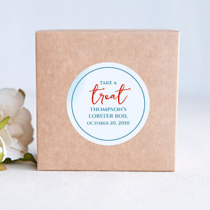 Blauw en Rood Neem een Traktatie Custom Ronde Sticker