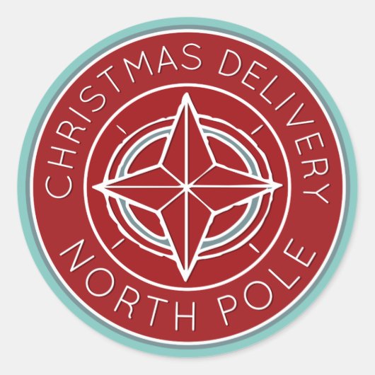 Blauw en rood Noordpool levering Kerst sticker (Voorkant)