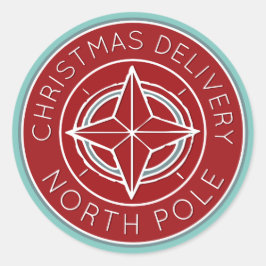 Blauw en rood Noordpool levering Kerst sticker